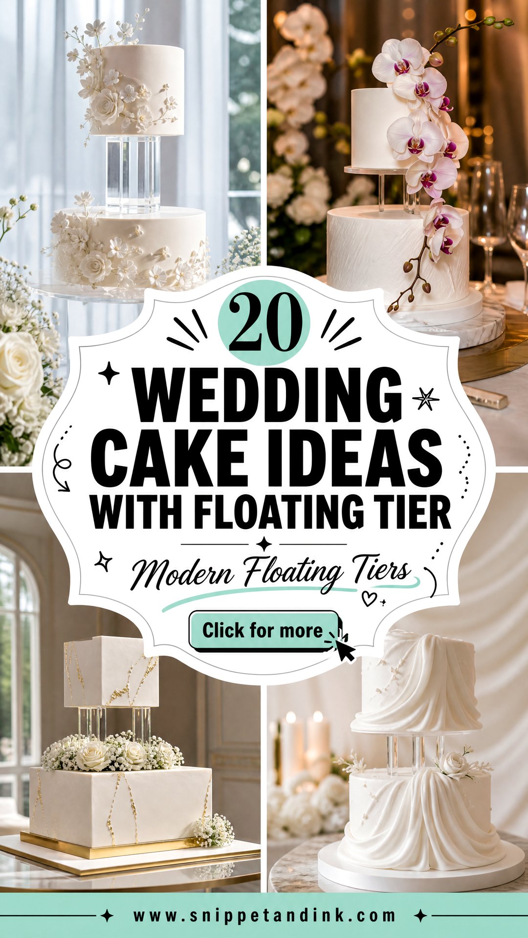 20 Wedding Cake Ideas with Floating Tier Brides Will Love - 20 Wedding Cake Ideas with Floating Tier Brides Will Love