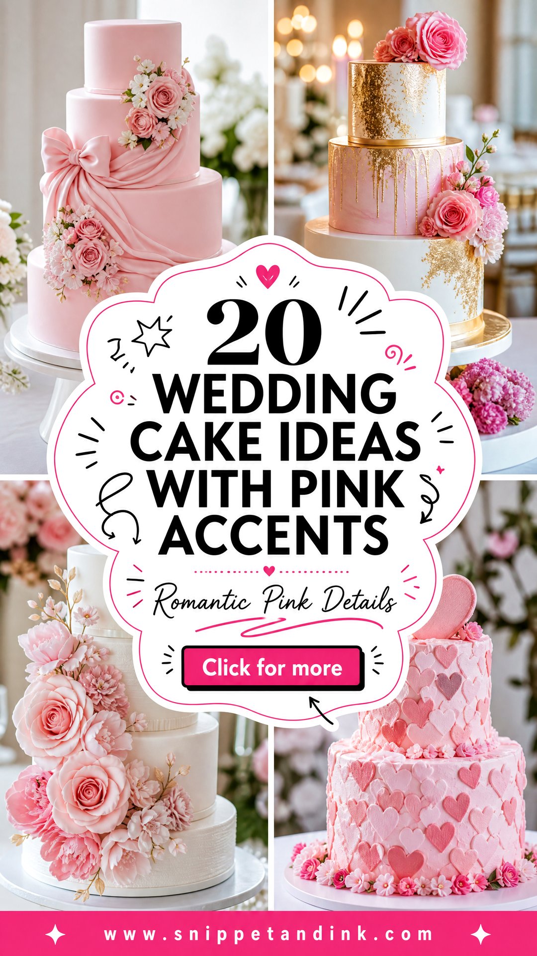 20 Wedding Cake Ideas with Pink Accents for Romantic Style - 20 Wedding Cake Ideas with Pink Accents for Romantic Style