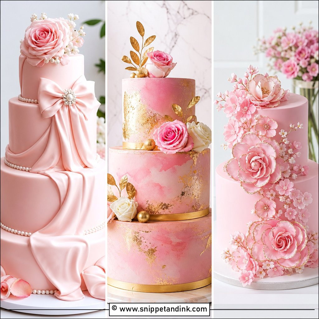 20 Wedding Cake Ideas with Pink Accents for Romantic Style