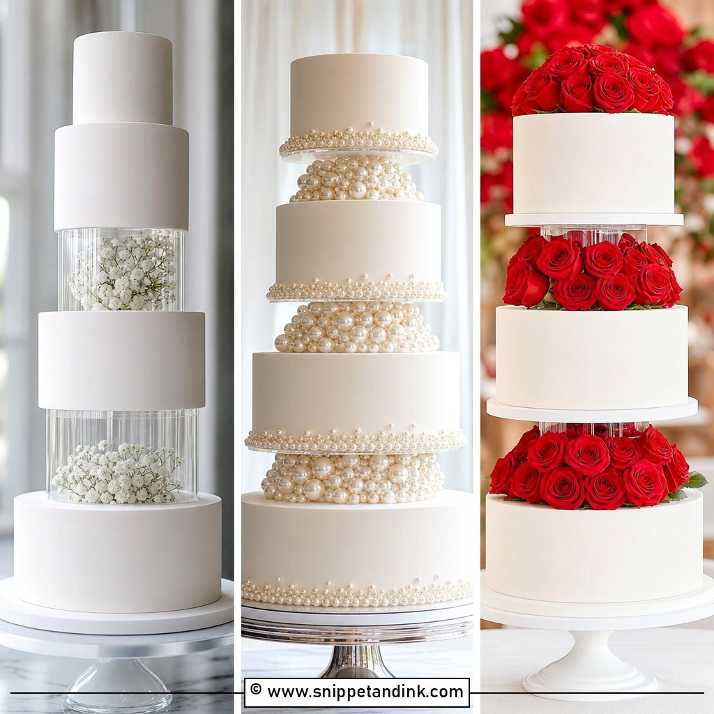 20 Wedding Cake Ideas with Spacers for Airy Modern Tiers