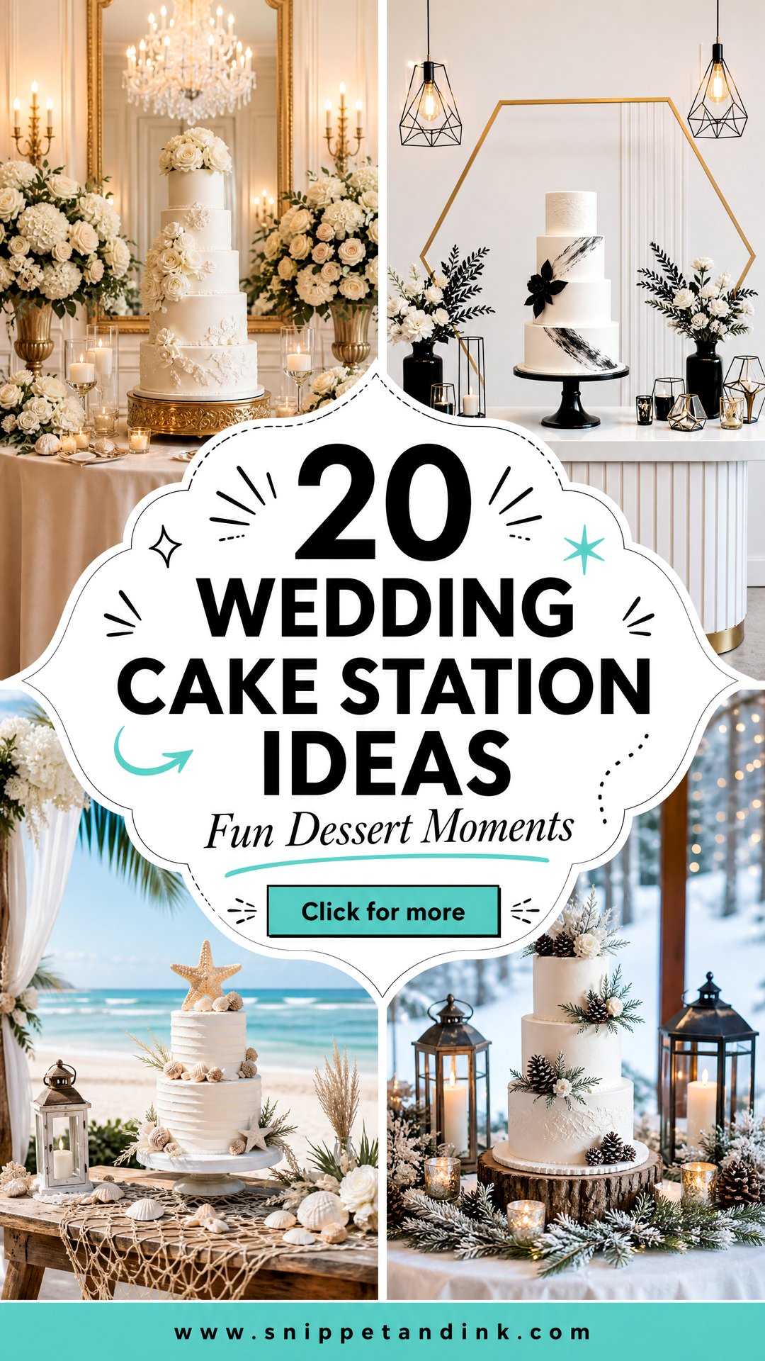 20 Wedding Cake Station Ideas for Fun Reception Desserts - 20 Wedding Cake Station Ideas for Fun Reception Desserts