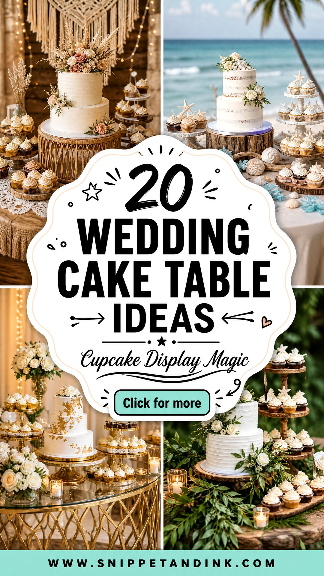 20 Wedding Cake Table Ideas with Cupcakes for Sweet Displays - 20 Wedding Cake Table Ideas with Cupcakes for Sweet Displays