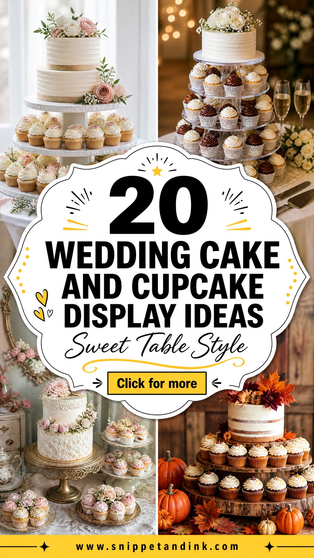 20 Wedding Cake and Cupcake Display Ideas for Sweet Tables - 20 Wedding Cake and Cupcake Display Ideas for Sweet Tables