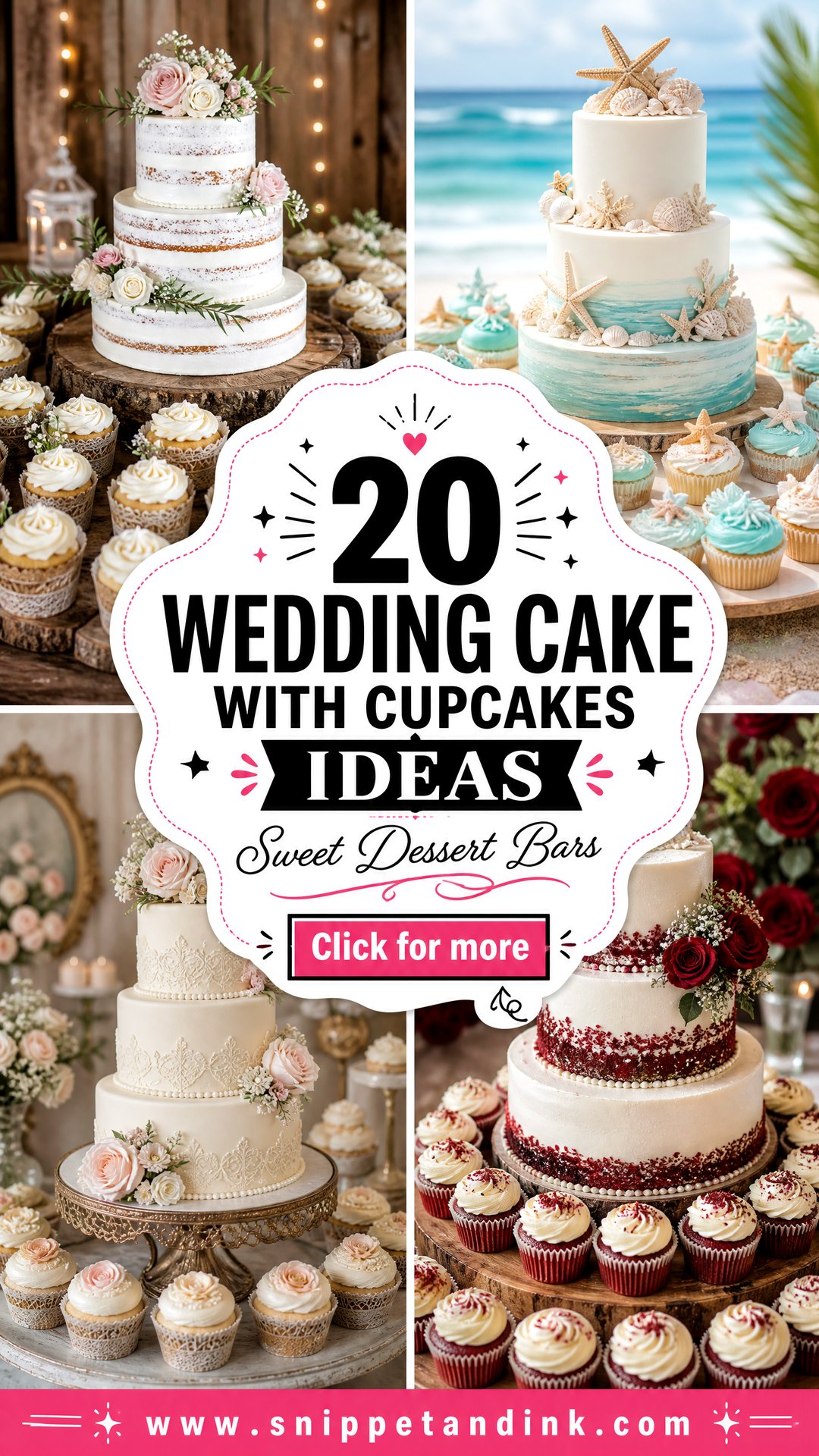 20 Wedding Cake with Cupcakes Ideas for Sweet Dessert Bars - 20 Wedding Cake with Cupcakes Ideas for Sweet Dessert Bars