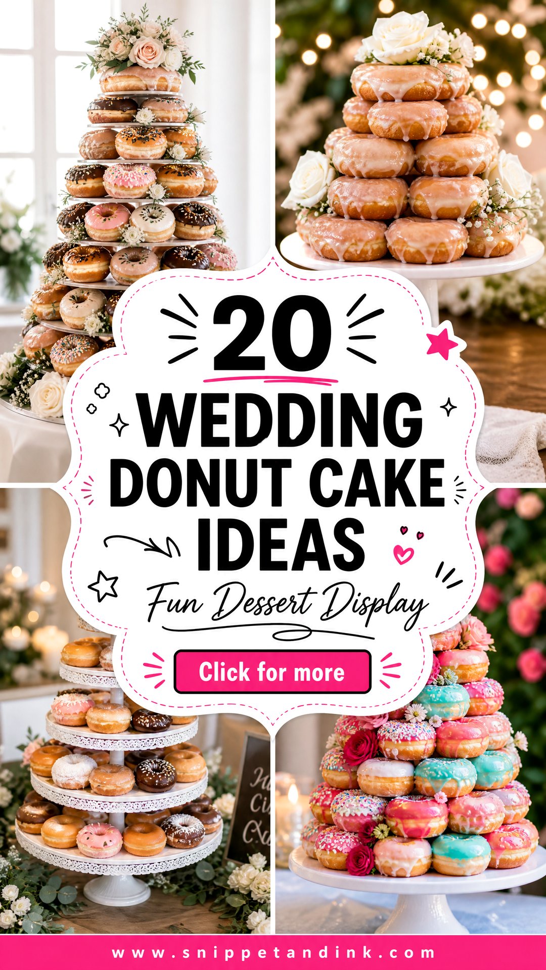 20 Wedding Donut Cake Ideas for a Fun Dessert Display - 20 Wedding Donut Cake Ideas for a Fun Dessert Display