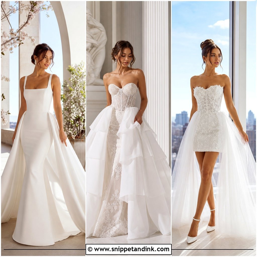 20 Wedding Dress Detachable Skirt Ideas for Chic Two-in-One Style