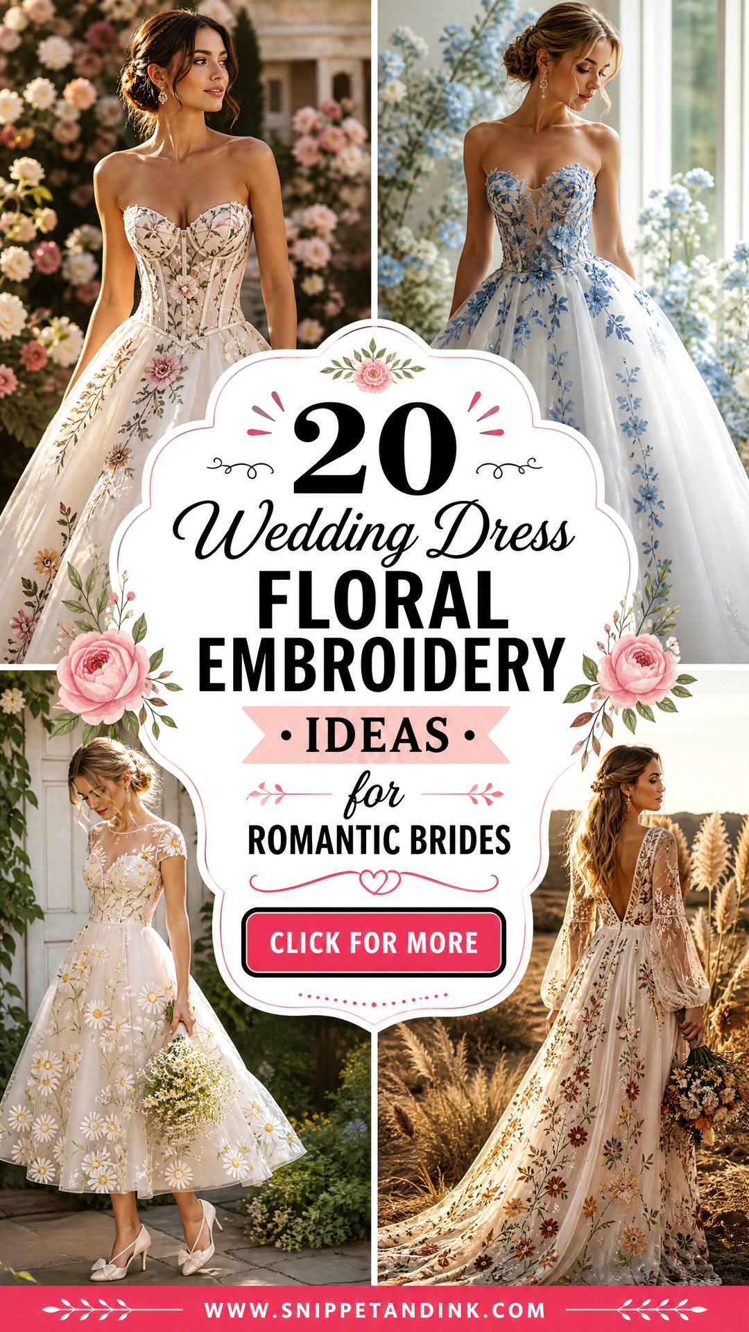 20 Wedding Dress Floral Embroidery Ideas for Romantic Brides - 20 Wedding Dress Floral Embroidery Ideas for Romantic Brides