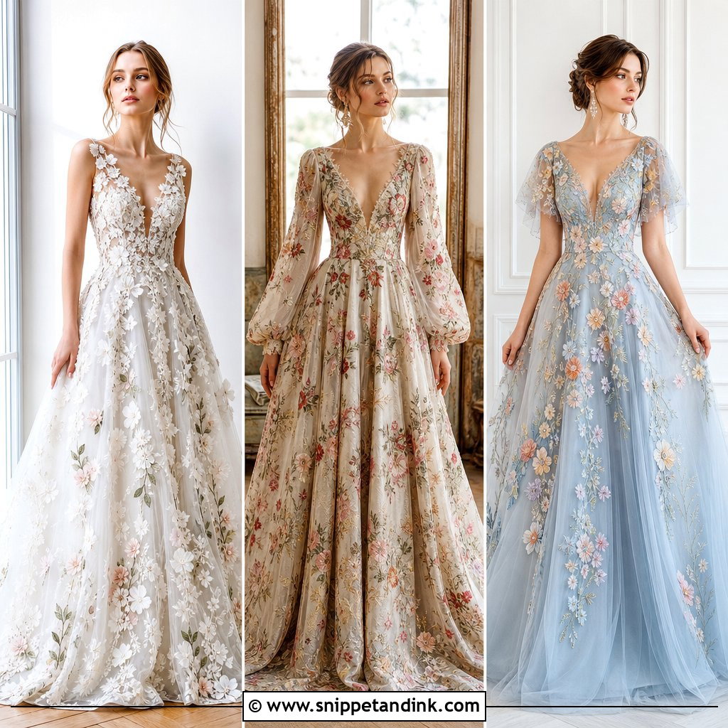 20 Wedding Dress Flowers Embroidery for a Dreamy Bridal Look