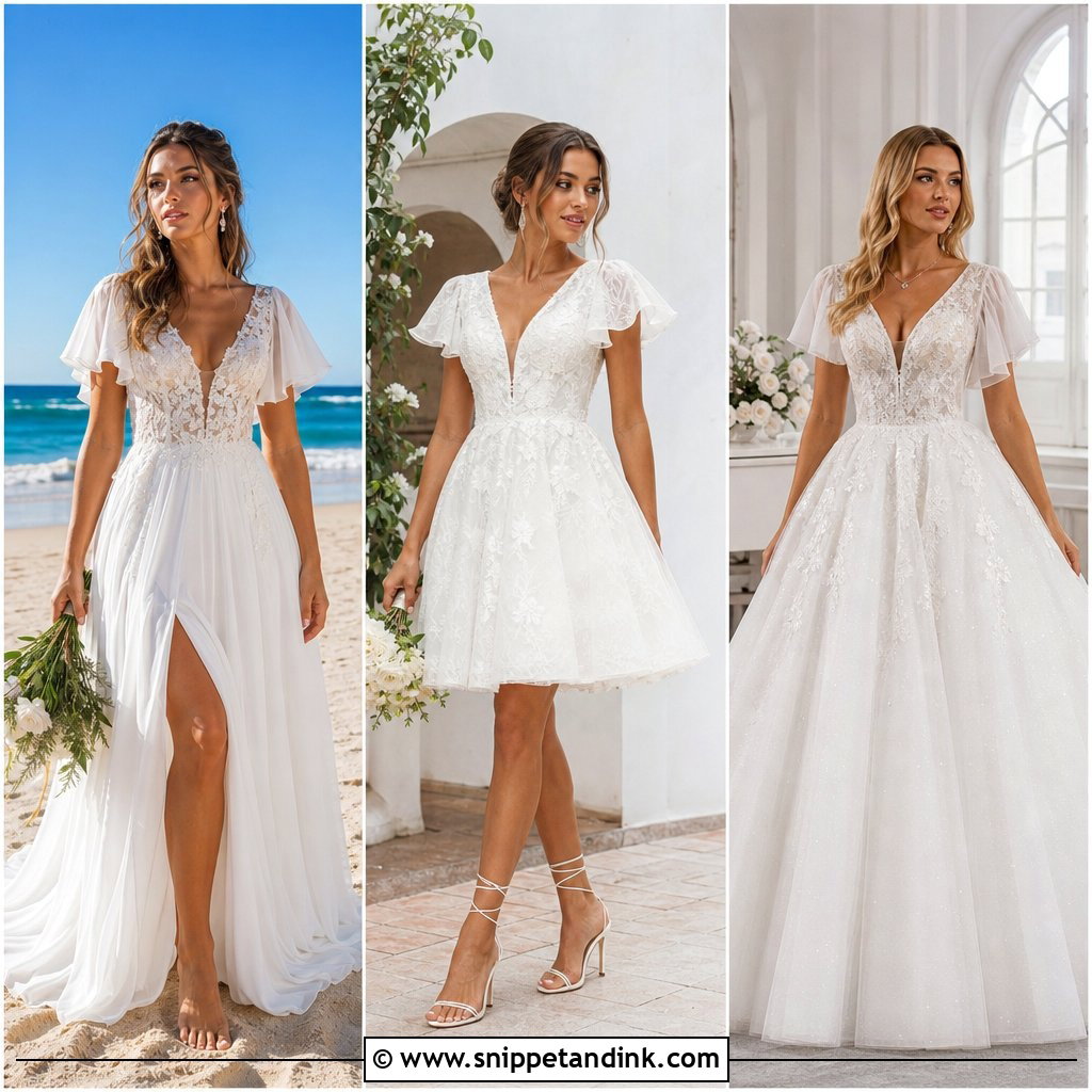 20 Wedding Dress Flutter Sleeves for Effortless Bridal Romance