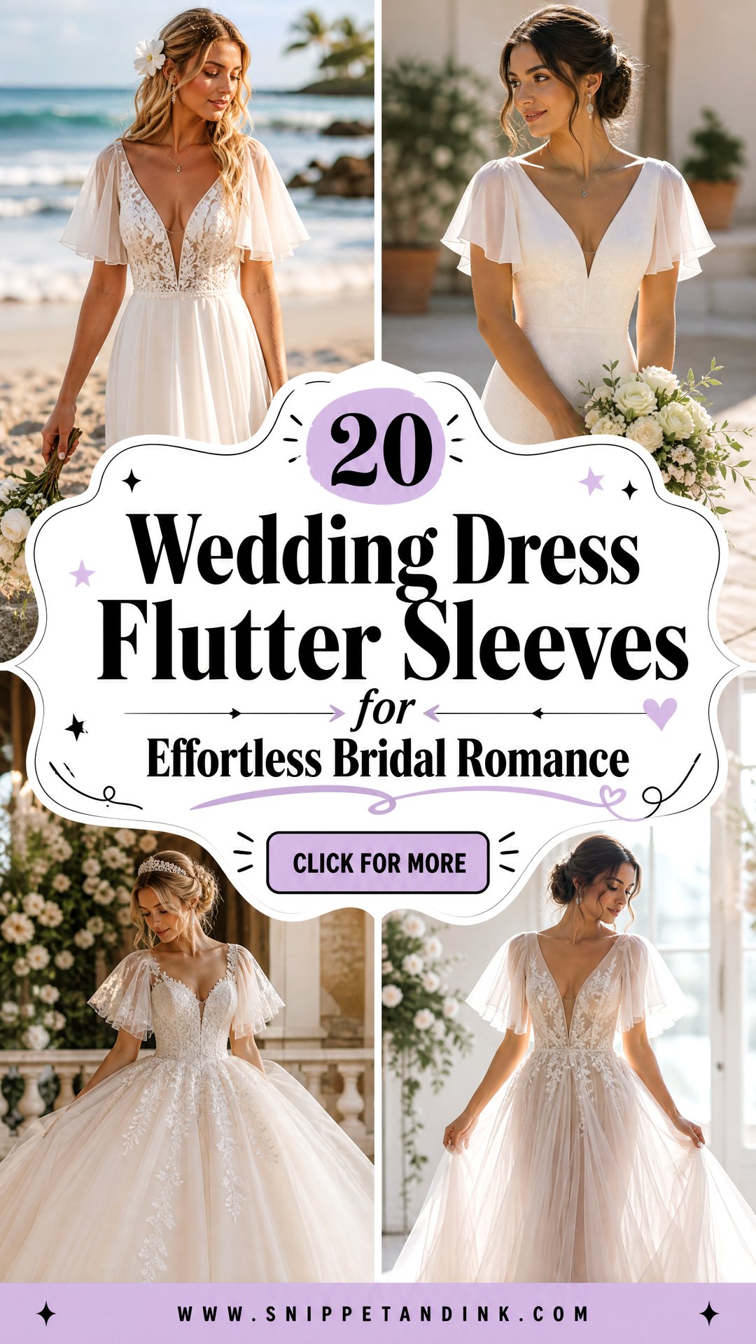20 Wedding Dress Flutter Sleeves for Effortless Bridal Romance - 20 Wedding Dress Flutter Sleeves for Effortless Bridal Romance