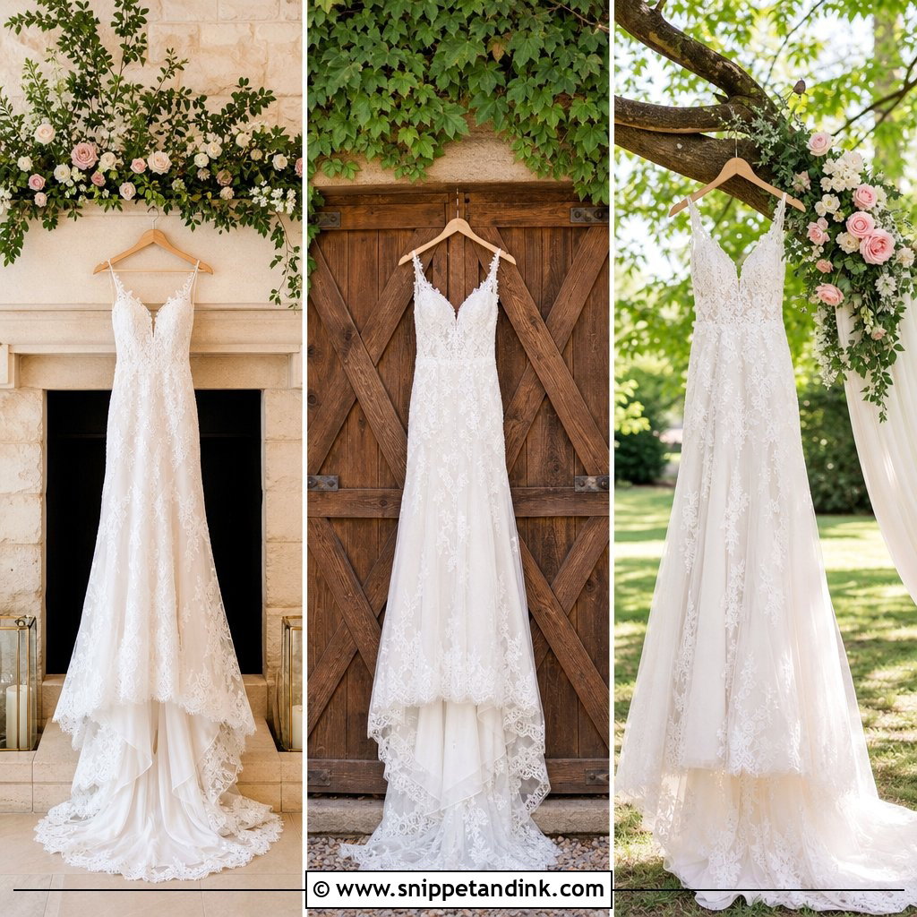 20 Wedding Dress Hanging Ideas for Picture-Perfect Photos
