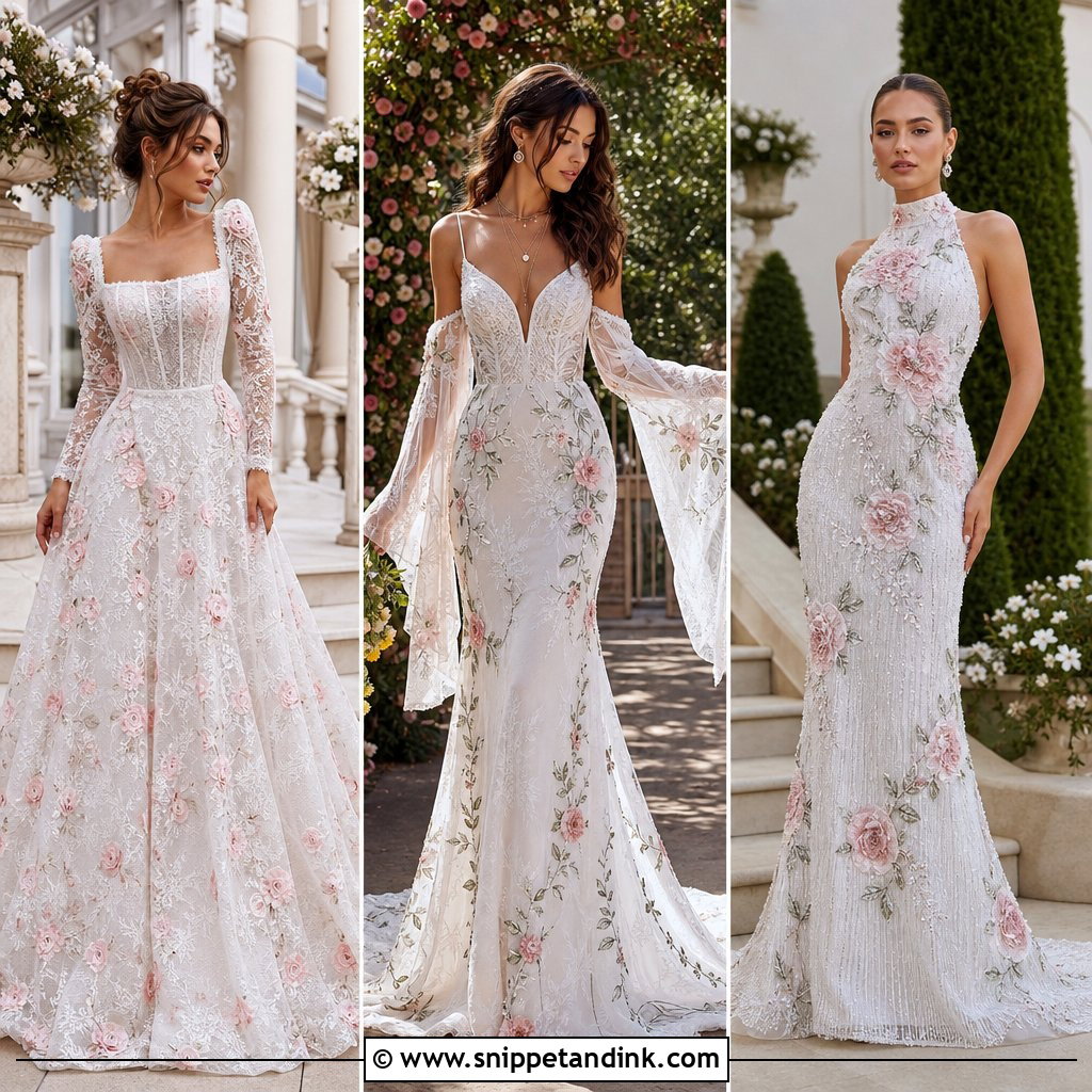 20 Wedding Dress With Roses Ideas for Romantic Spring Brides