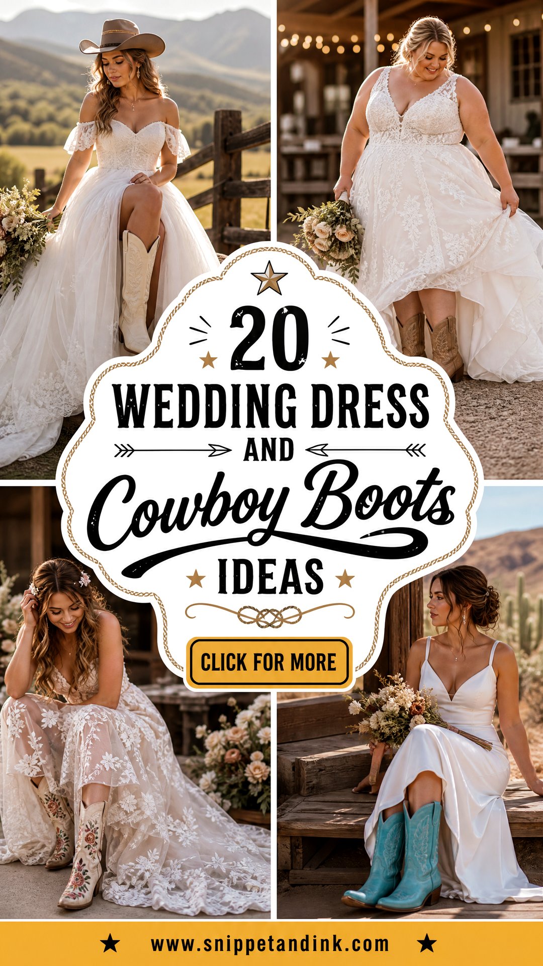 20 Wedding Dress and Cowboy Boots Ideas for Western Brides - 20 Wedding Dress and Cowboy Boots Ideas for Western Brides