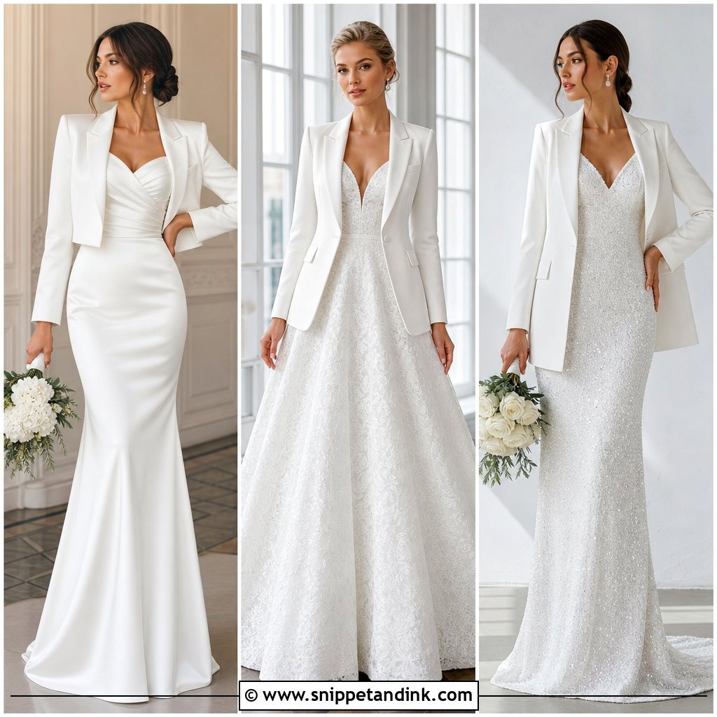 20 Wedding Dress with Blazer Ideas for Chic City Brides