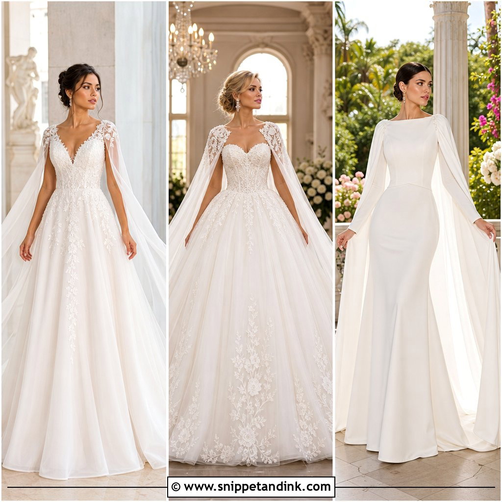 20 Wedding Dress with Cape Sleeves for a Regal Bridal Look