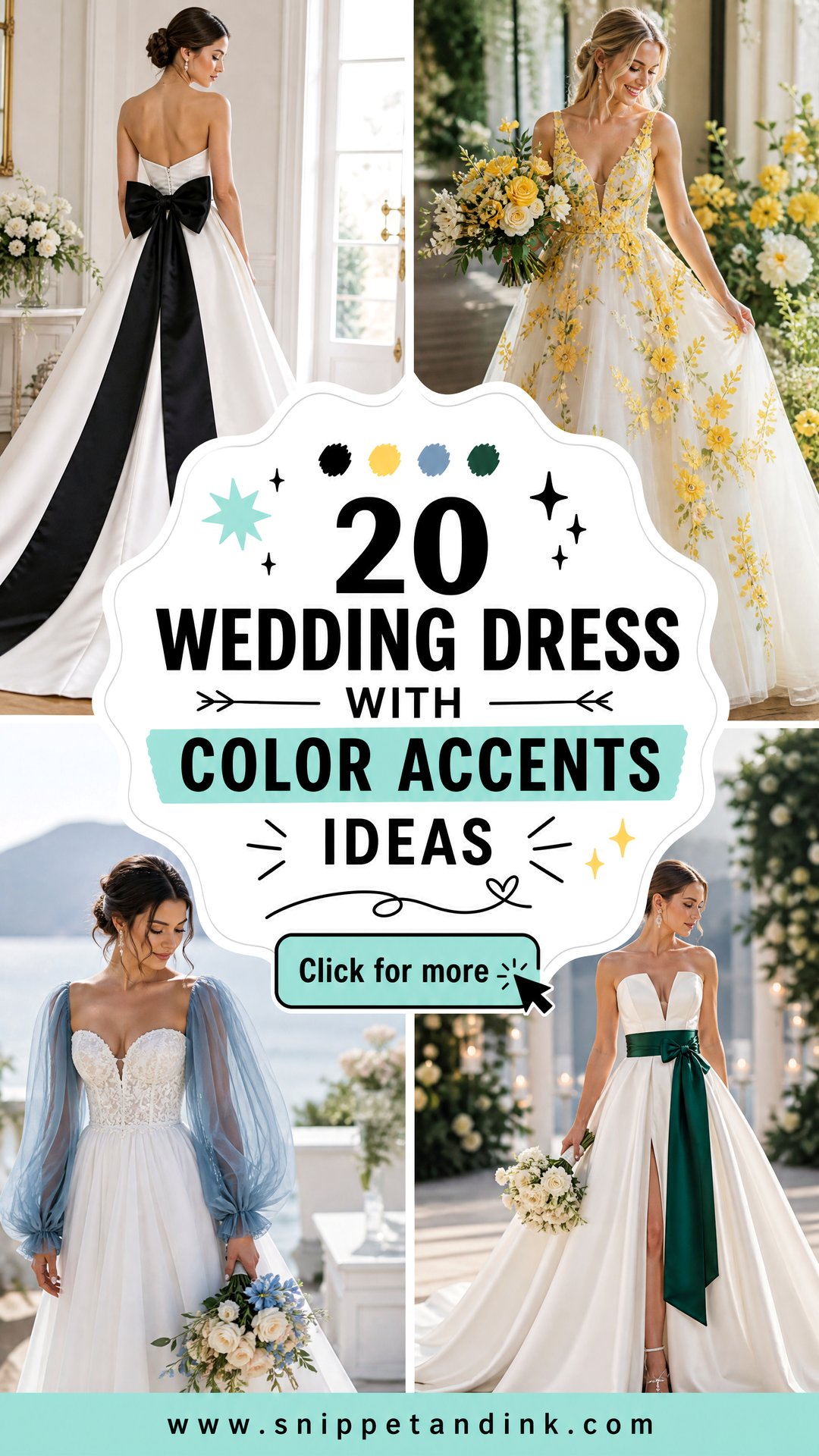 20 Wedding Dress with Color Accents Ideas for Bold Modern Brides - 20 Wedding Dress with Color Accents Ideas for Bold Modern Brides