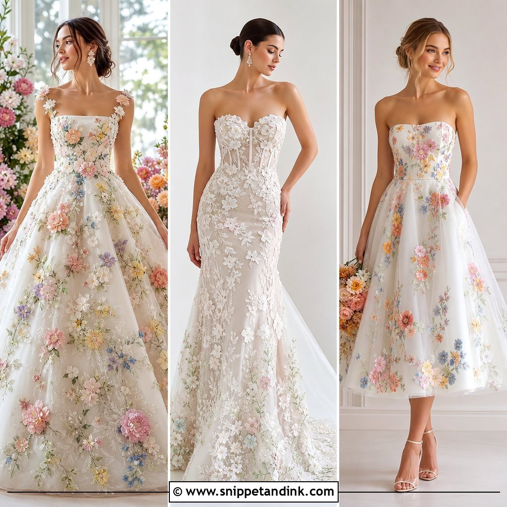 20 Wedding Dress with Colorful Flowers: Fresh Spring Bridal Looks
