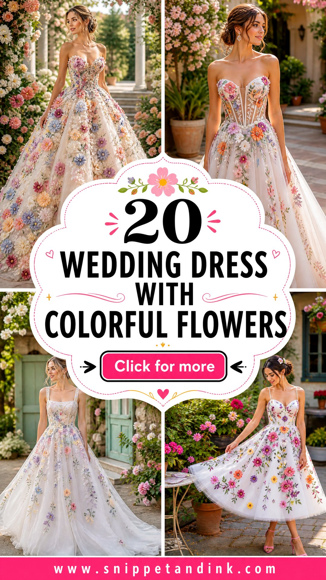 20 Wedding Dress with Colorful Flowers Fresh Spring Bridal Looks - 20 Wedding Dress with Colorful Flowers: Fresh Spring Bridal Looks