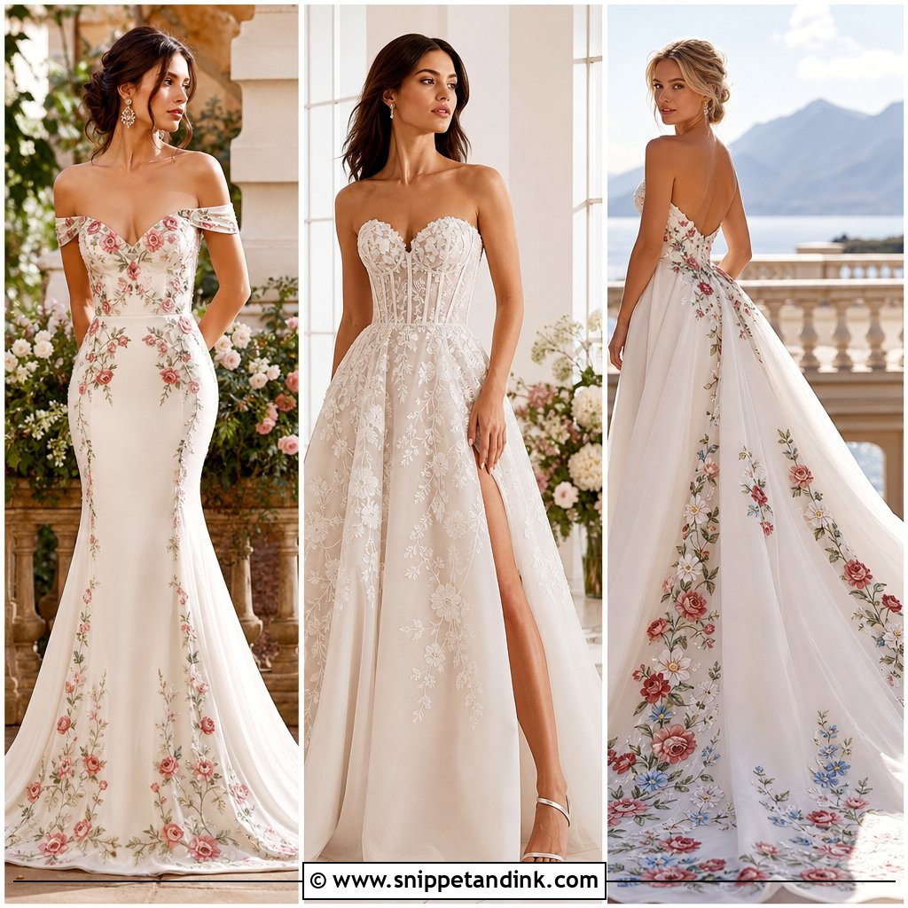 20 Wedding Dress with Embroidered Flowers: Romantic Bridal Looks