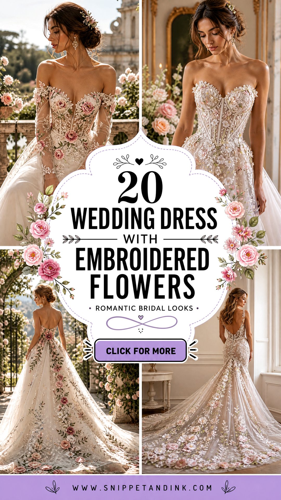 20 Wedding Dress with Embroidered Flowers Romantic Bridal Looks - 20 Wedding Dress with Embroidered Flowers: Romantic Bridal Looks