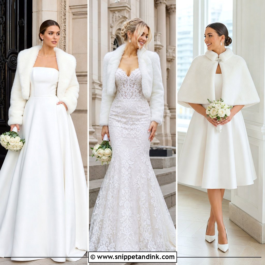 20 Wedding Dress with Fur Coat Ideas: Chic Winter Bridal Looks