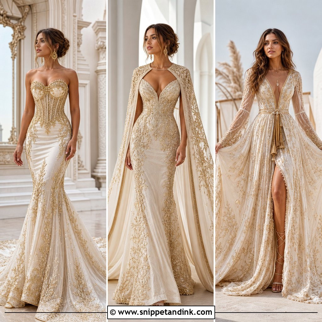 20 Wedding Dress with Gold Accents Ideas for Luxe Bridal Style