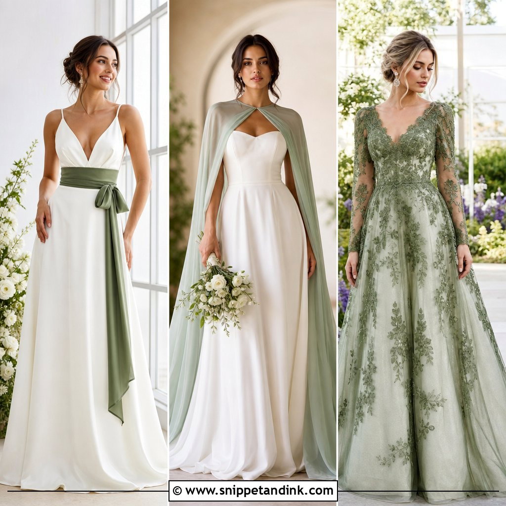 20 Wedding Dress with Green Detail Ideas: Fresh Bridal Looks
