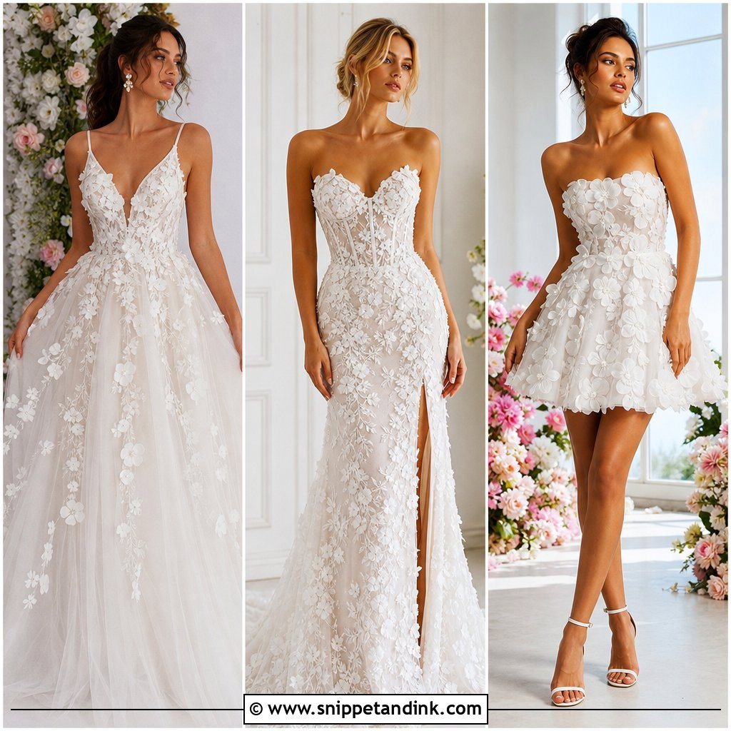 20 Wedding Dresses 3D Flowers for Romantic Bridal Style