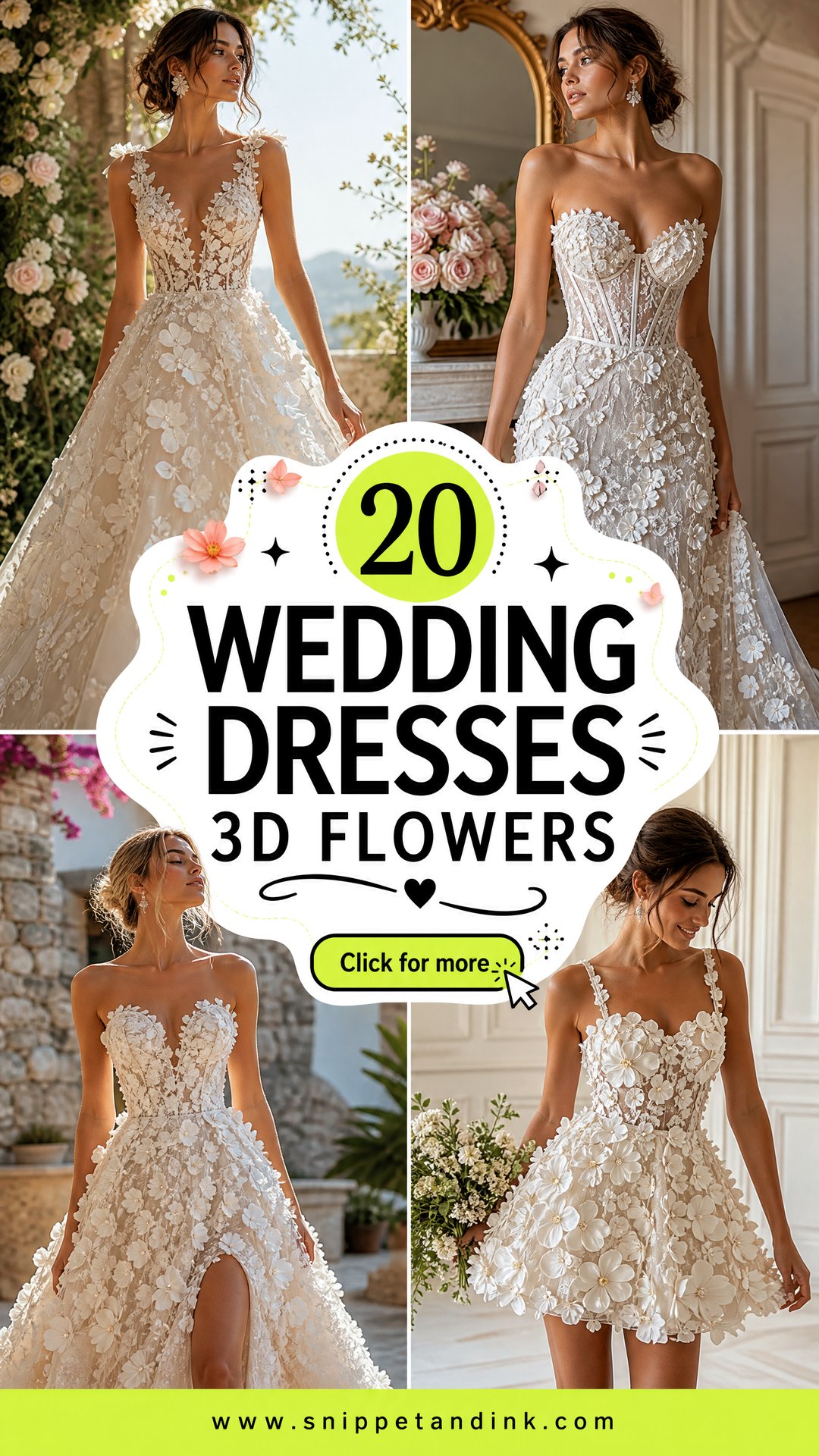 20 Wedding Dresses 3D Flowers for Romantic Bridal Style - 20 Wedding Dresses 3D Flowers for Romantic Bridal Style