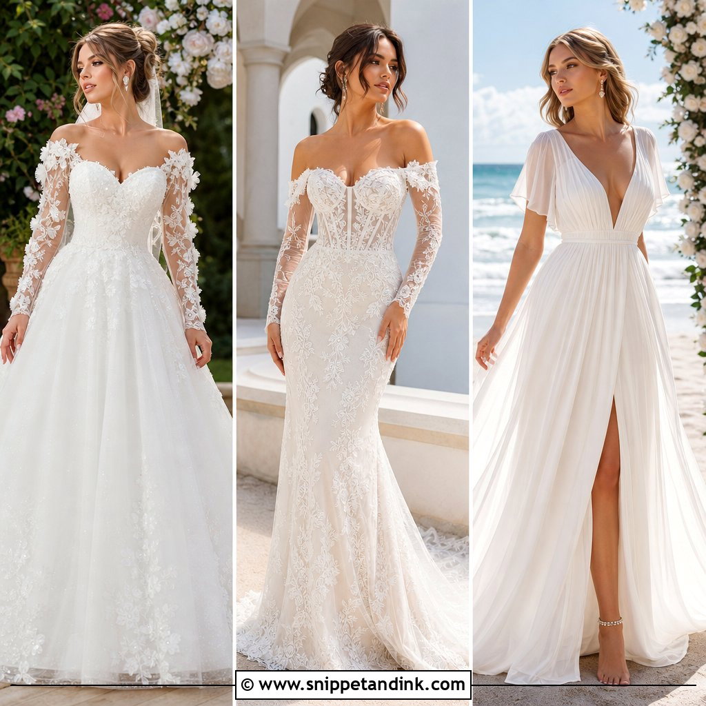 20 Wedding Dresses Off the Shoulder Sleeves: Romantic Style Ideas