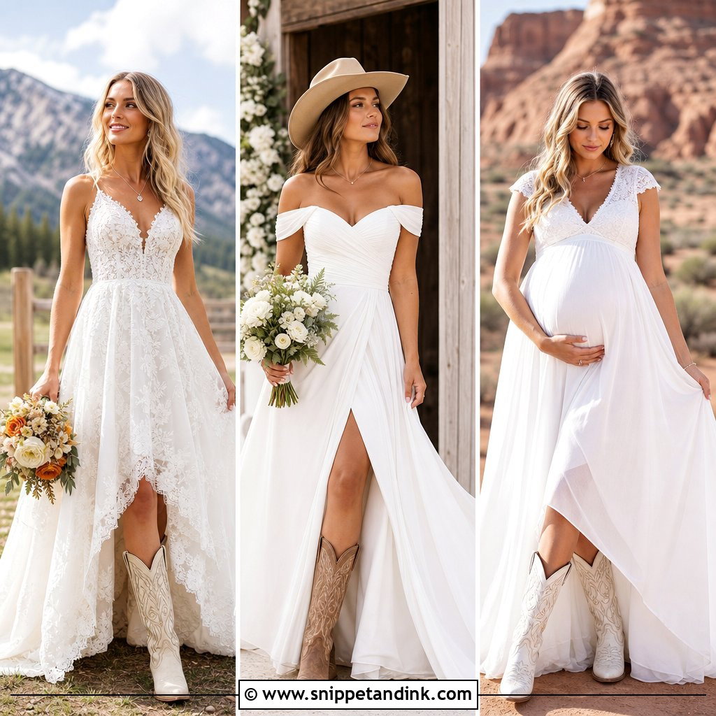 20 Wedding Dresses with Cowboy Boots: Rustic Bridal Style Ideas