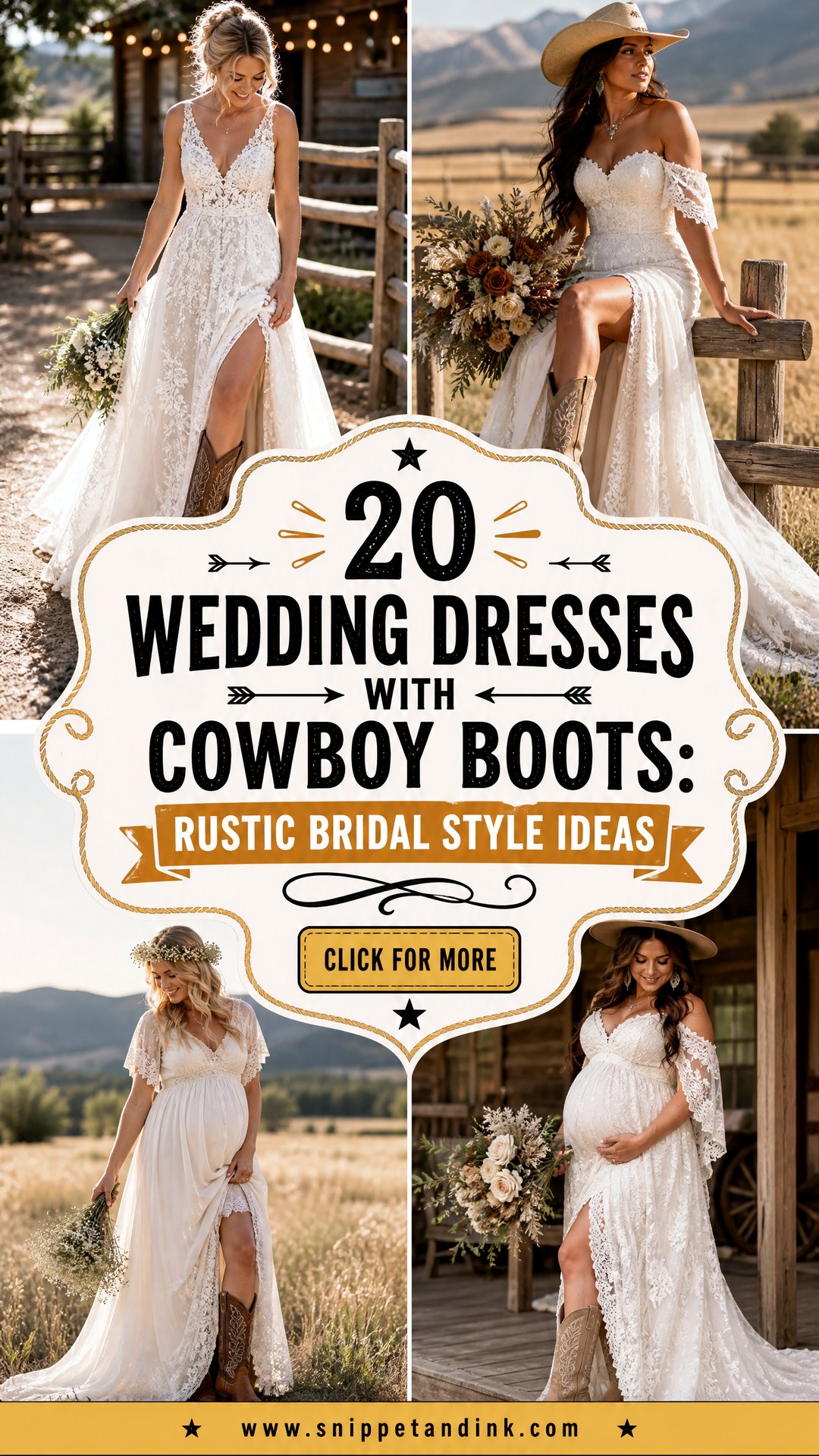 20 Wedding Dresses with Cowboy Boots Rustic Bridal Style Ideas - 20 Wedding Dresses with Cowboy Boots: Rustic Bridal Style Ideas