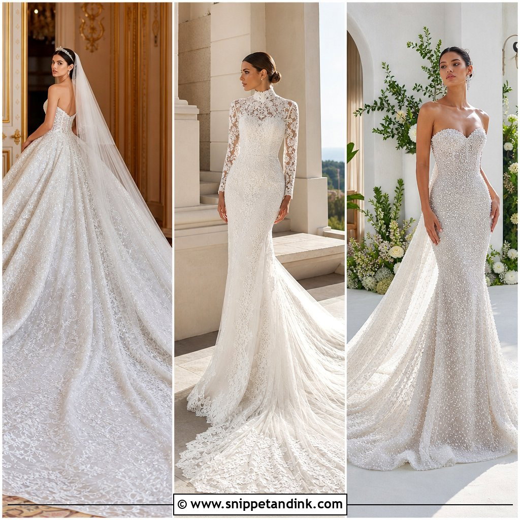 20 Wedding Dresses with Long Trains: Dramatic Bridal Style Ideas
