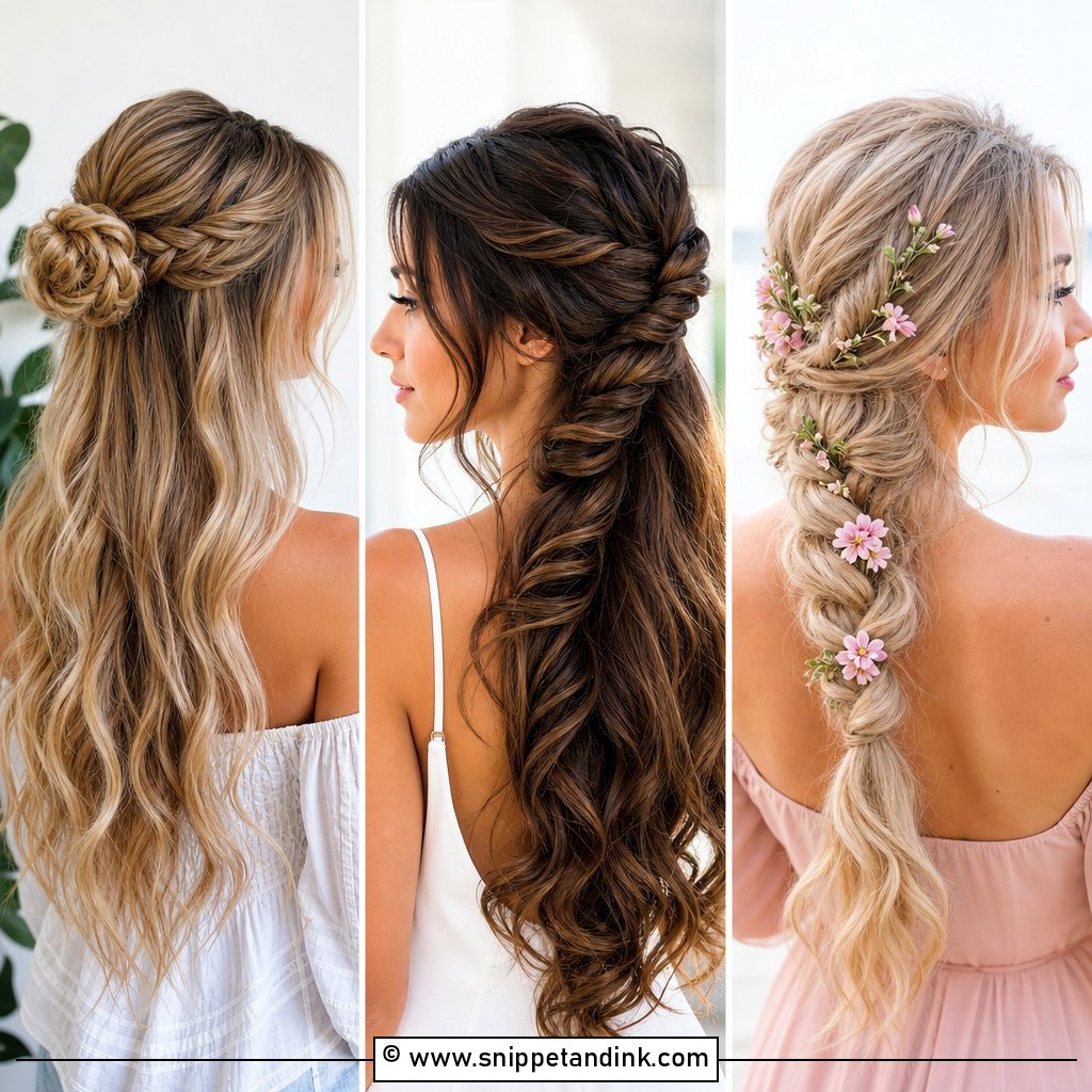 20 Wedding Hair Down with Braid Ideas for Romantic Looks