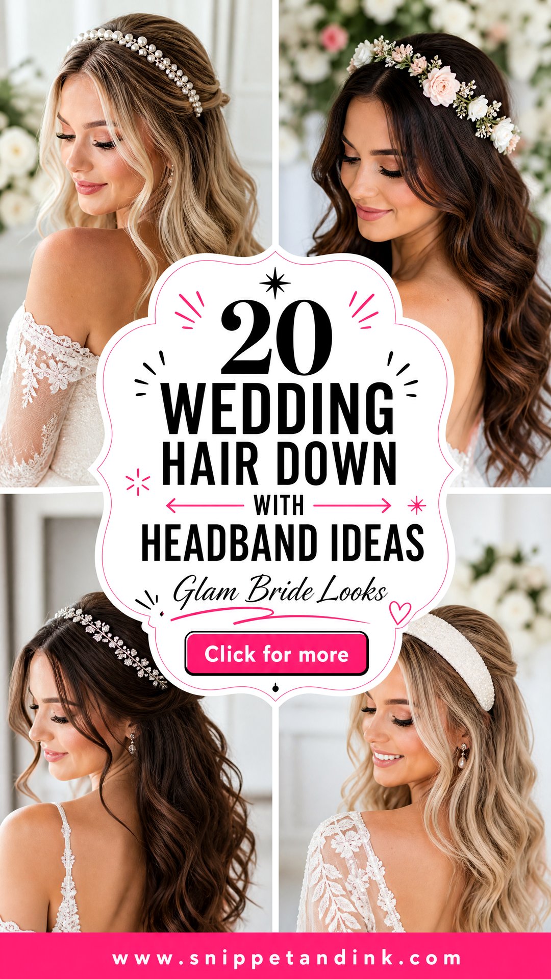 20 Wedding Hair Down with Headband Ideas for Glam Brides - 20 Wedding Hair Down with Headband Ideas for Glam Brides