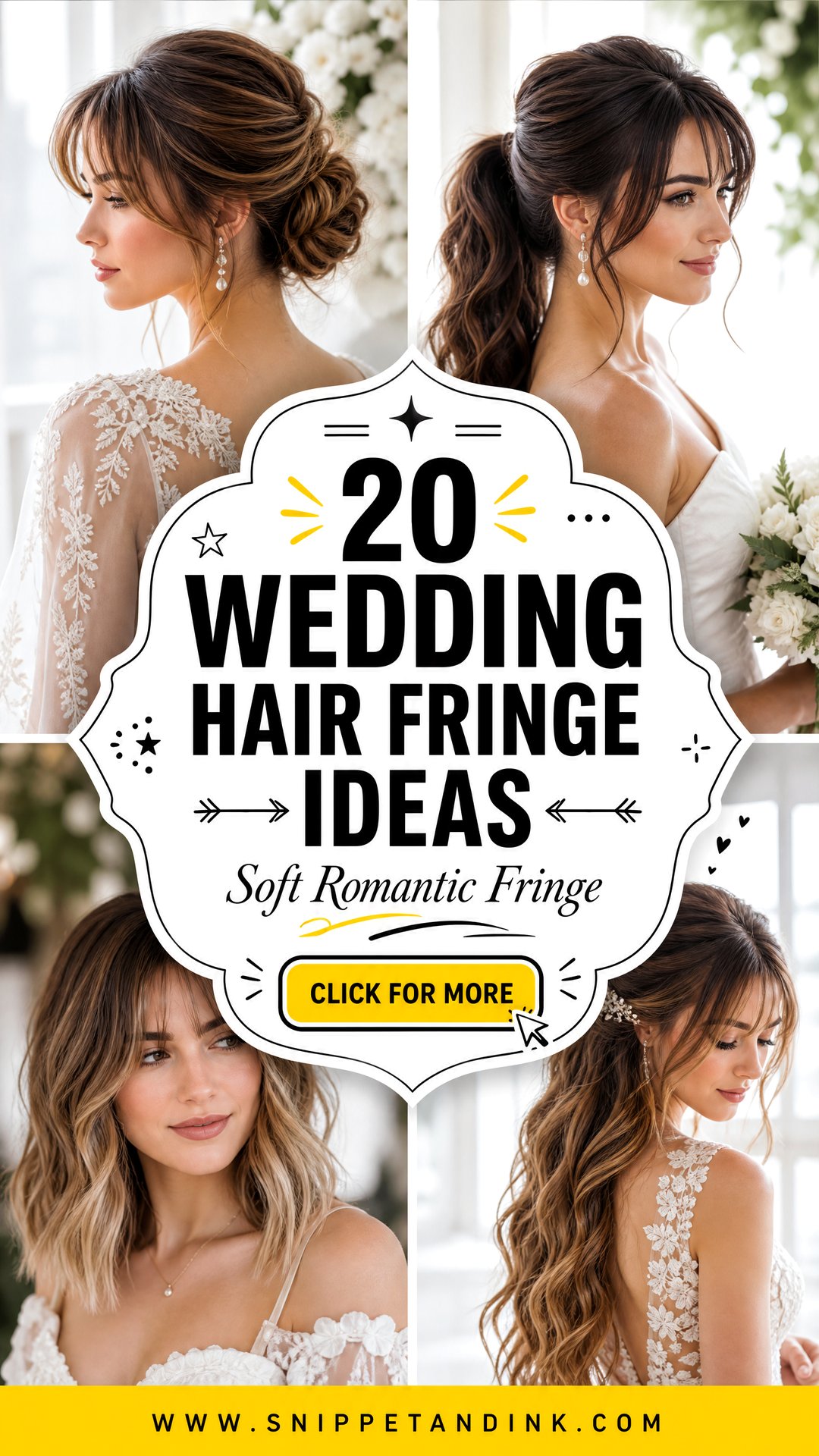 20 Wedding Hair Fringe Ideas for Soft Romantic Bridal Looks - 20 Wedding Hair Fringe Ideas for Soft, Romantic Bridal Looks