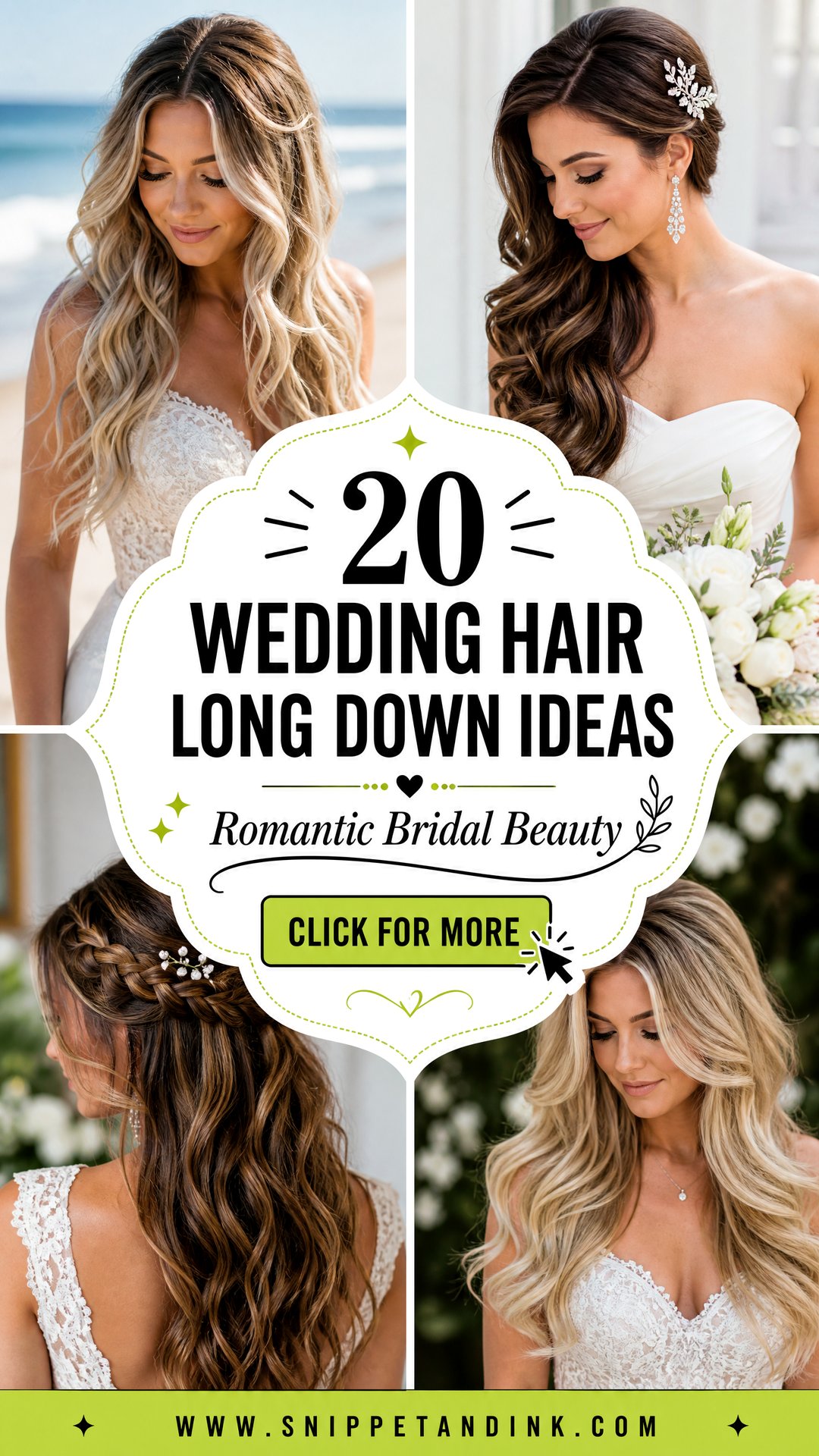 20 Wedding Hair Long Down Ideas for Romantic Bridal Beauty - 20 Wedding Hair Long Down Ideas for Romantic Bridal Beauty