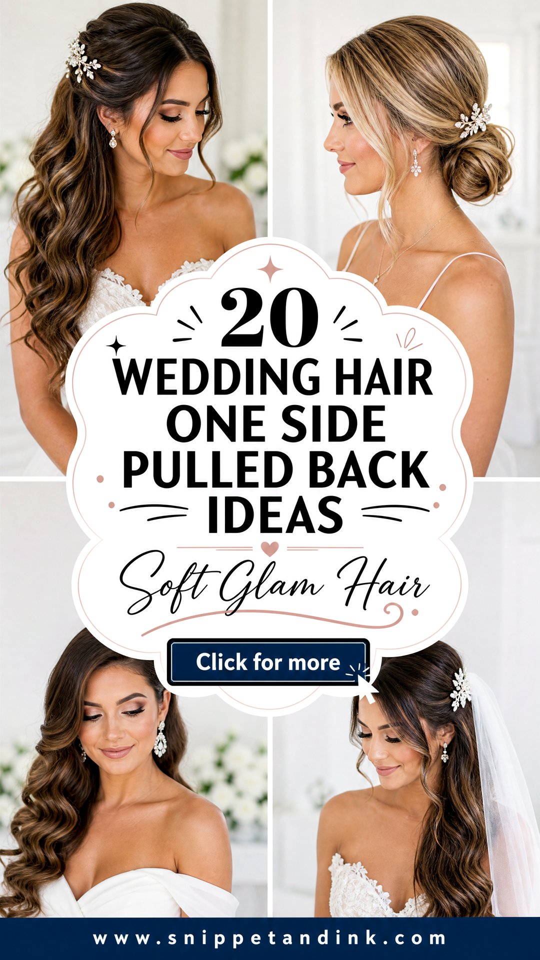 20 Wedding Hair One Side Pulled Back Ideas for Soft Glam - 20 Wedding Hair One Side Pulled Back Ideas for Soft Glam