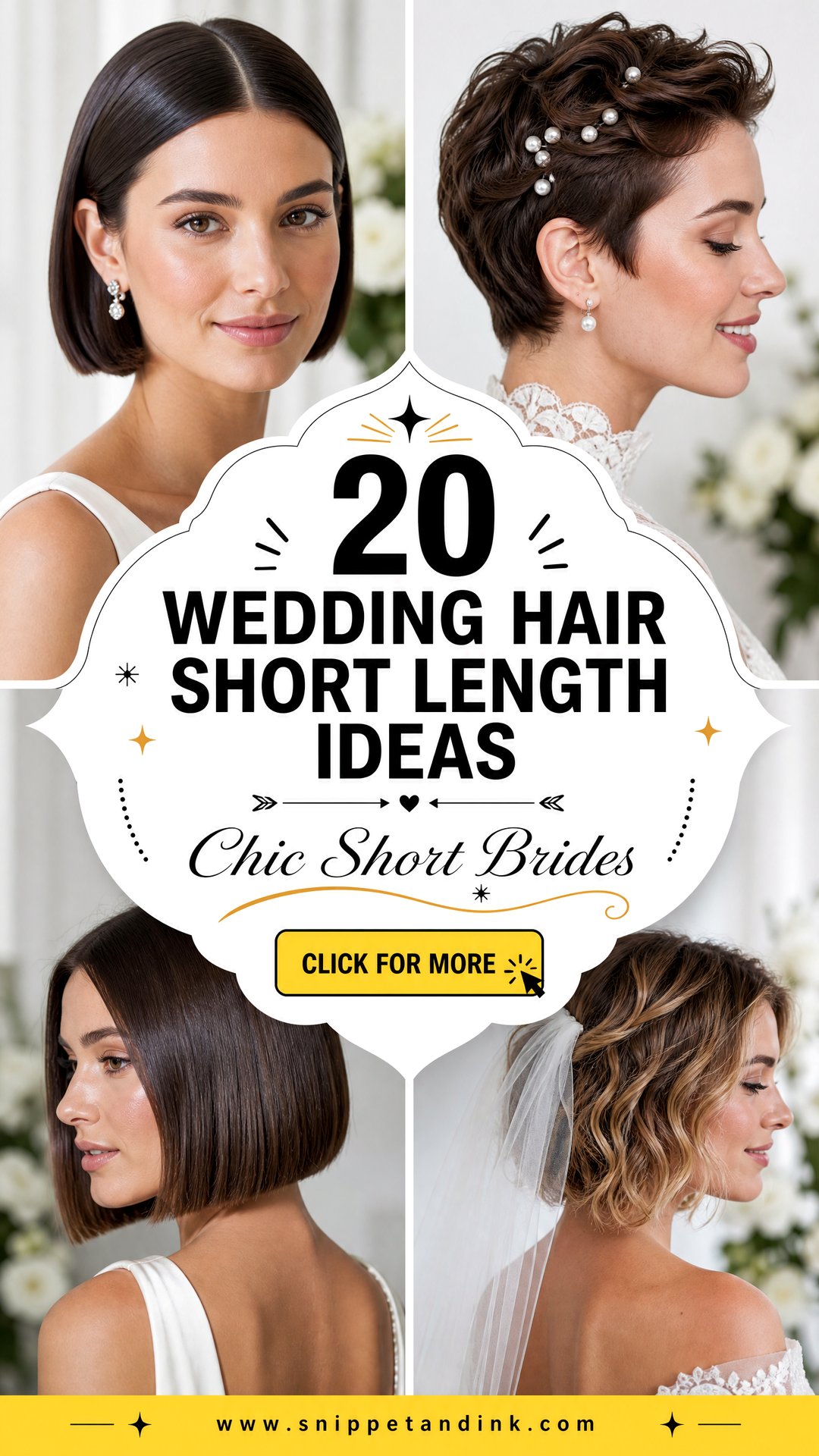 20 Wedding Hair Short Length Ideas for Chic Brides - 20 Wedding Hair Short Length Ideas for Chic Brides