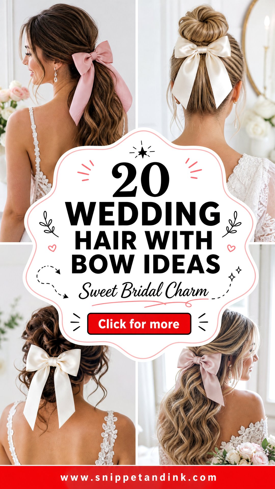20 Wedding Hair with Bow Ideas for Sweet Bridal Charm Looks - 20 Wedding Hair with Bow Ideas for Sweet Bridal Charm Looks