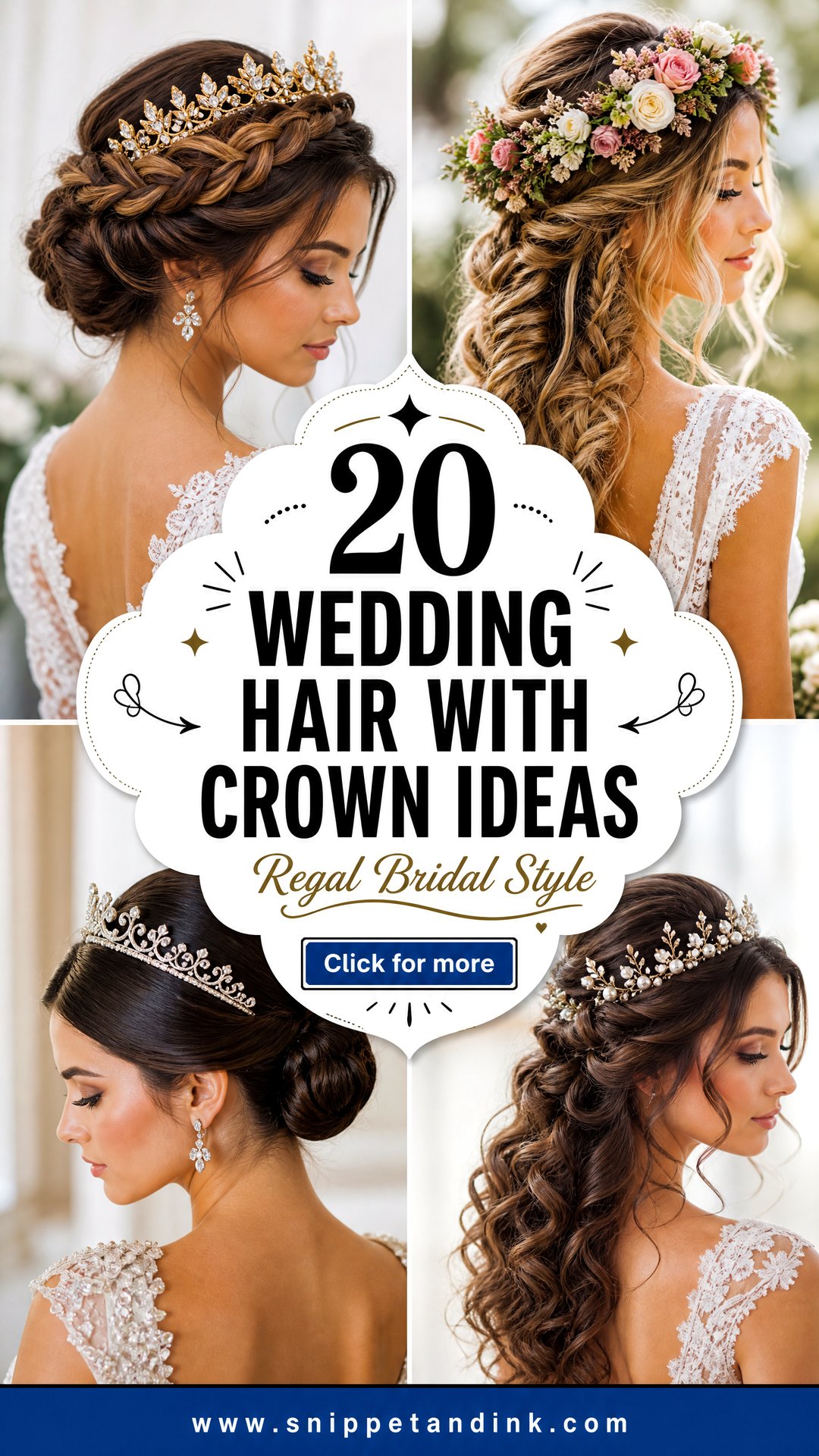 20 Wedding Hair with Crown Ideas for Regal Bridal Style - 20 Wedding Hair with Crown Ideas for Regal Bridal Style