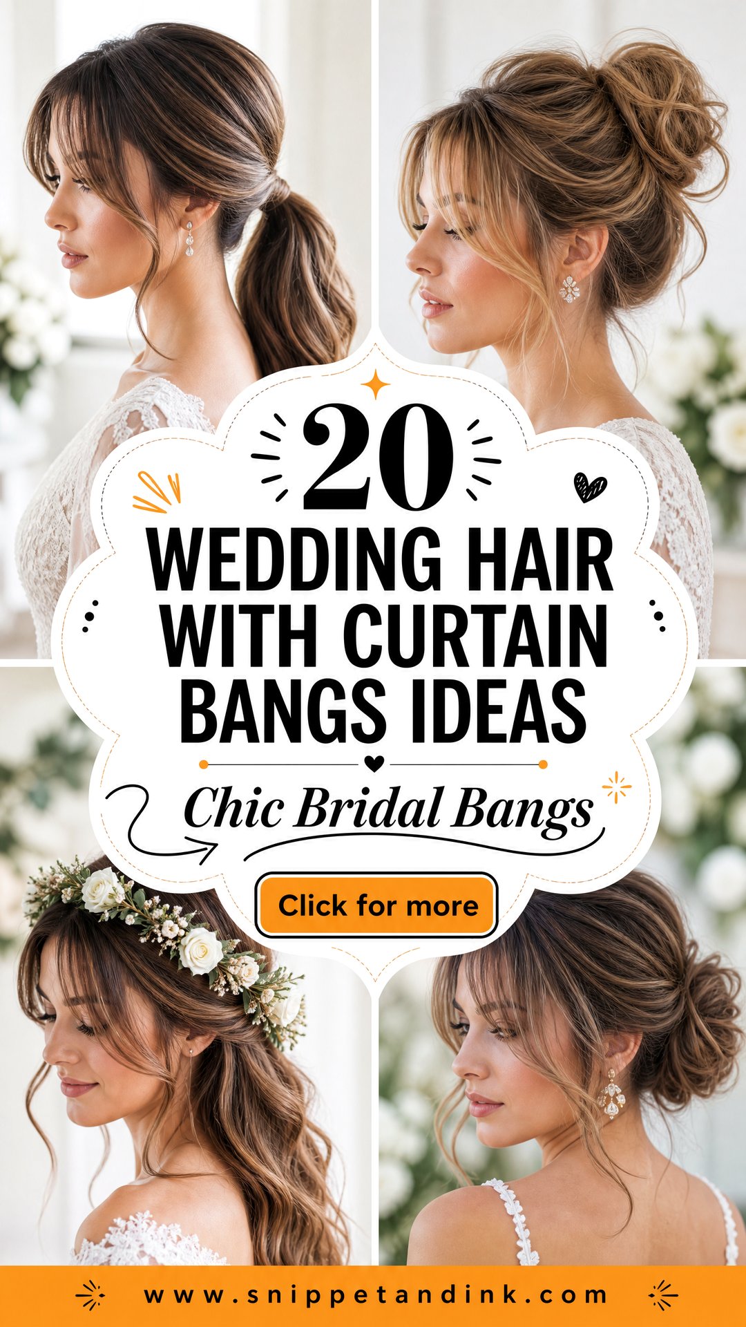 20 Wedding Hair with Curtain Bangs Ideas for Chic Brides - 20 Wedding Hair with Curtain Bangs Ideas for Chic Brides