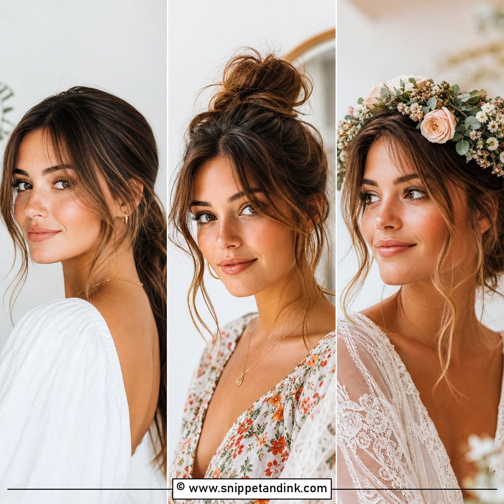 20 Wedding Hair with Curtain Bangs Ideas for Chic Brides