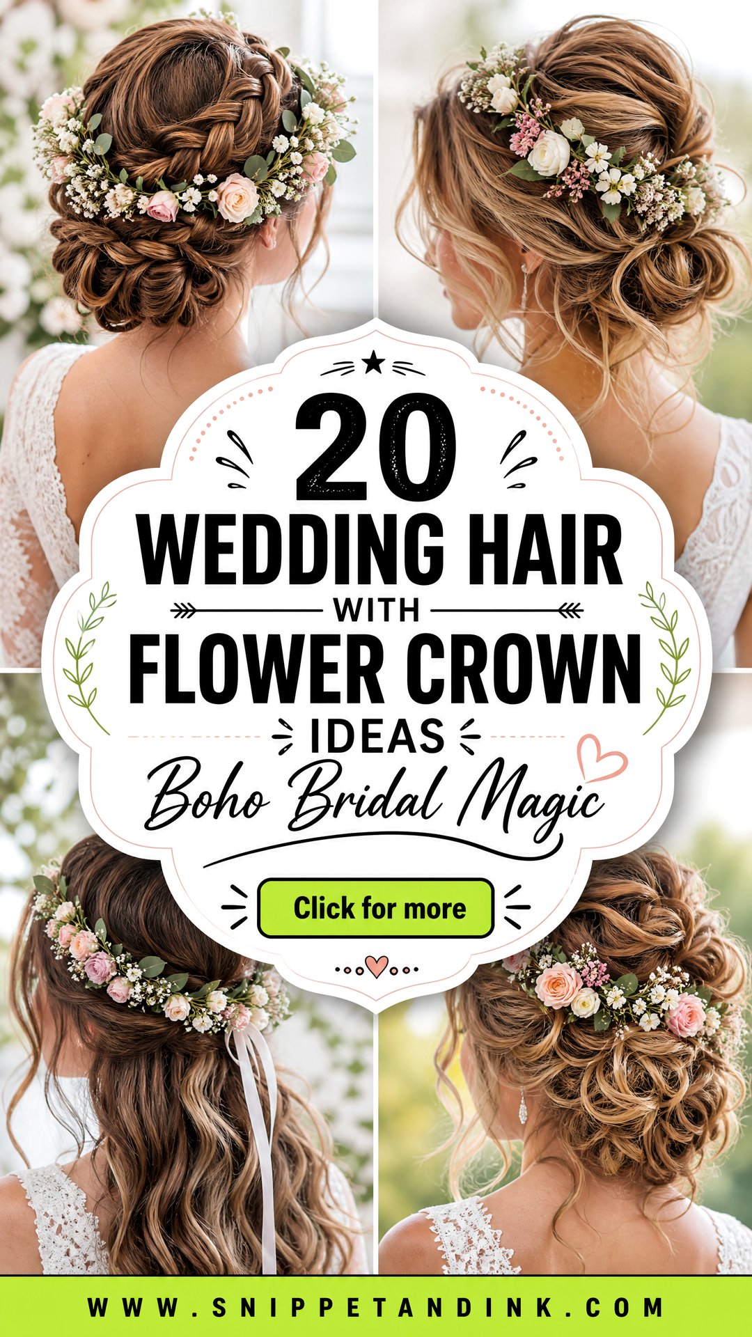 20 Wedding Hair with Flower Crown Ideas for Boho Brides - 20 Wedding Hair with Flower Crown Ideas for Boho Brides