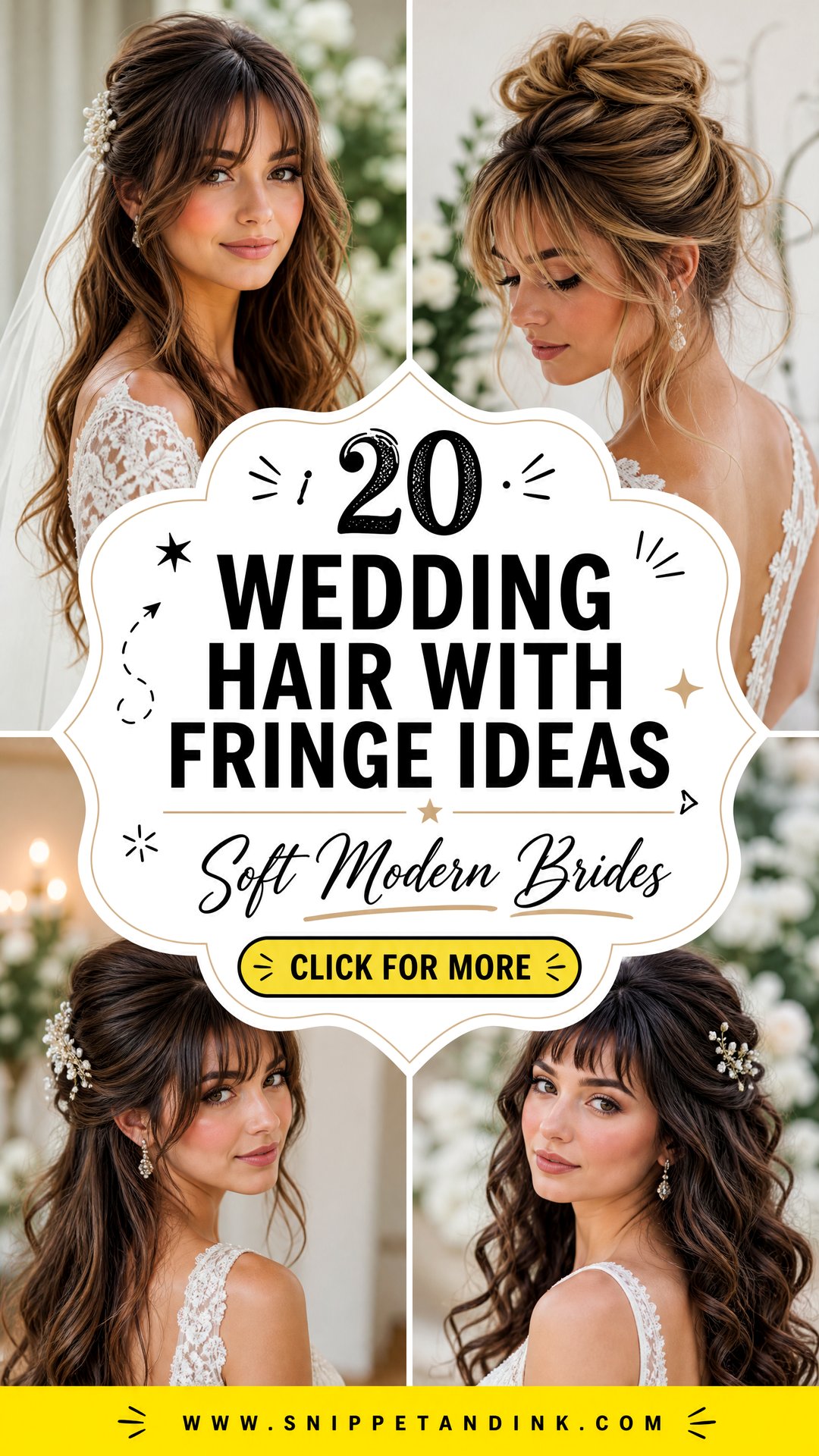 20 Wedding Hair with Fringe Ideas for Soft Modern Brides - 20 Wedding Hair with Fringe Ideas for Soft Modern Brides