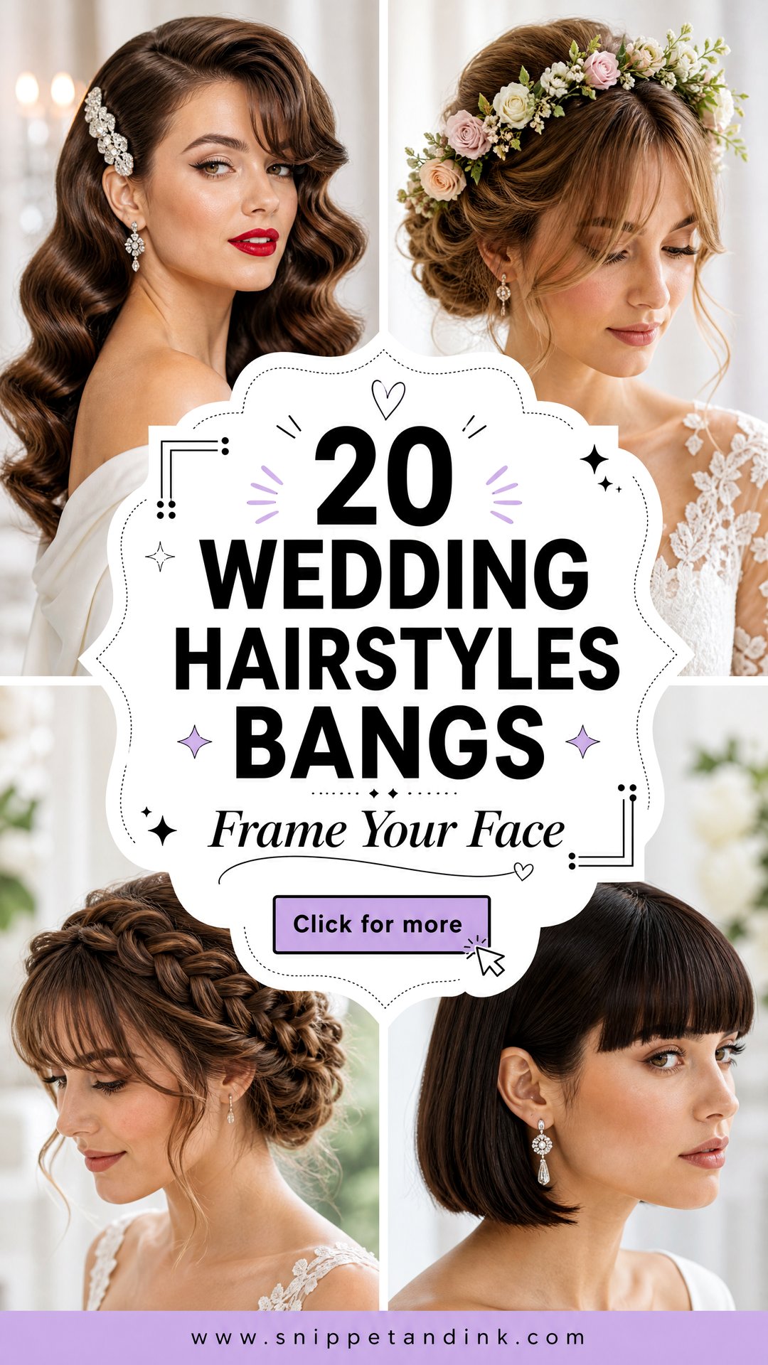 20 Wedding Hairstyles Bangs That Frame Your Face Beautifully - 20 Wedding Hairstyles Bangs That Frame Your Face Beautifully