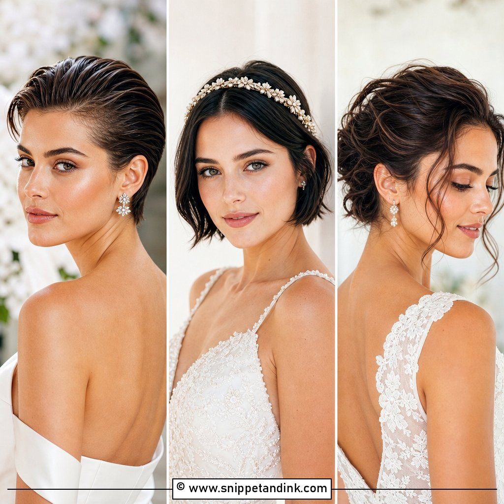 20 Wedding Hairstyles for Bride Short Hair With Chic Charm