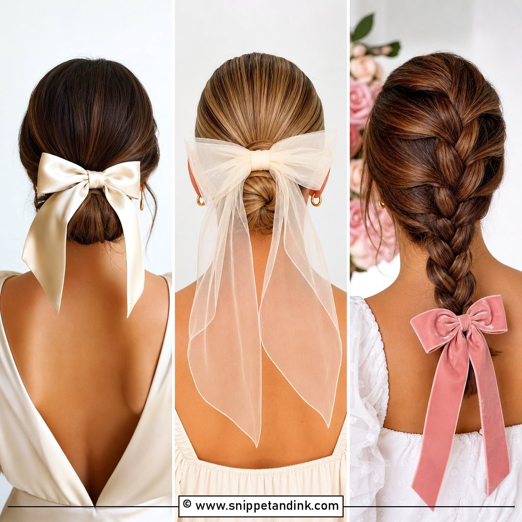 20 Wedding Hairstyles with Bow for Sweet Bridal Romance