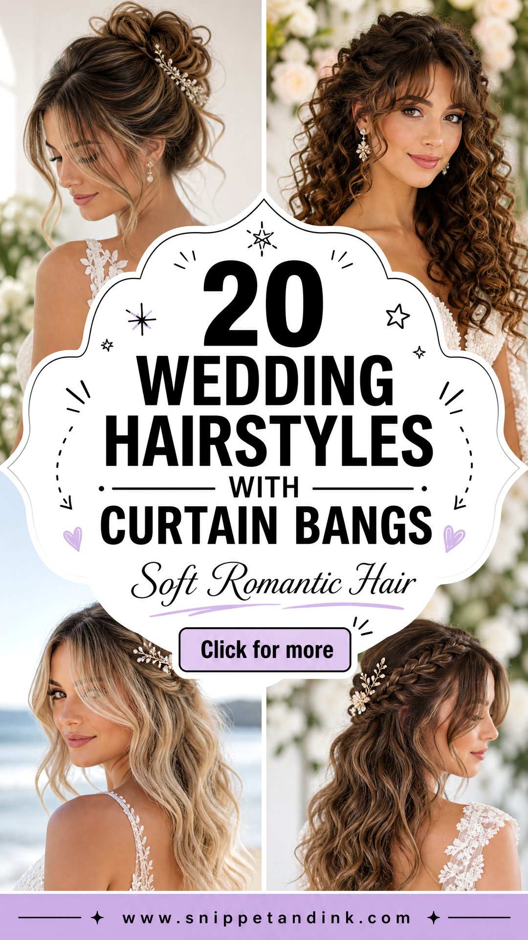 20 Wedding Hairstyles with Curtain Bangs for Soft Romance - 20 Wedding Hairstyles with Curtain Bangs for Soft Romance