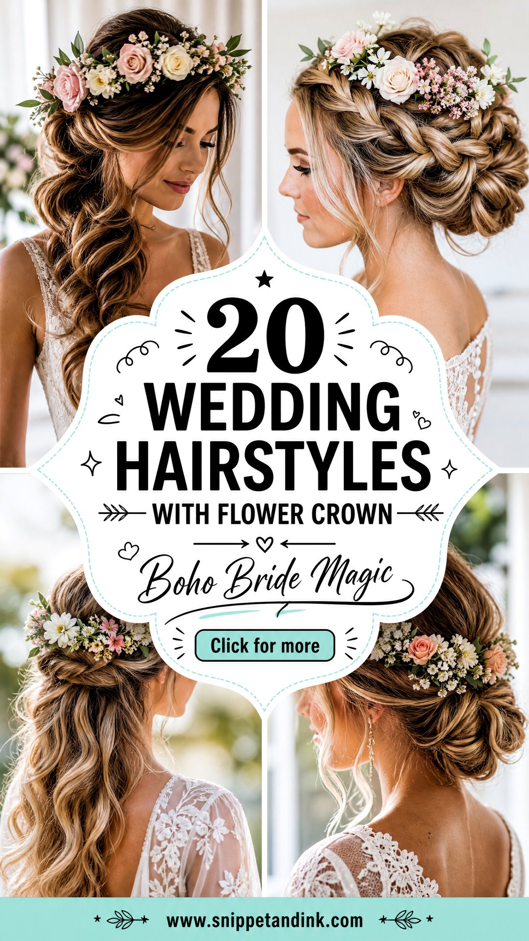 20 Wedding Hairstyles with Flower Crown for Boho Brides - 20 Wedding Hairstyles with Flower Crown for Boho Brides